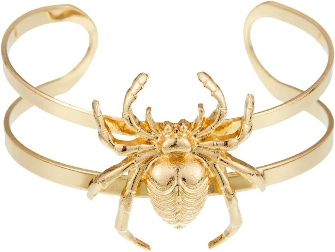 Gold Suit Gold Cuff Spider Bangles Bracelets and Ring Halloween Decorations Adjustable Wrist Cuff Bracelets