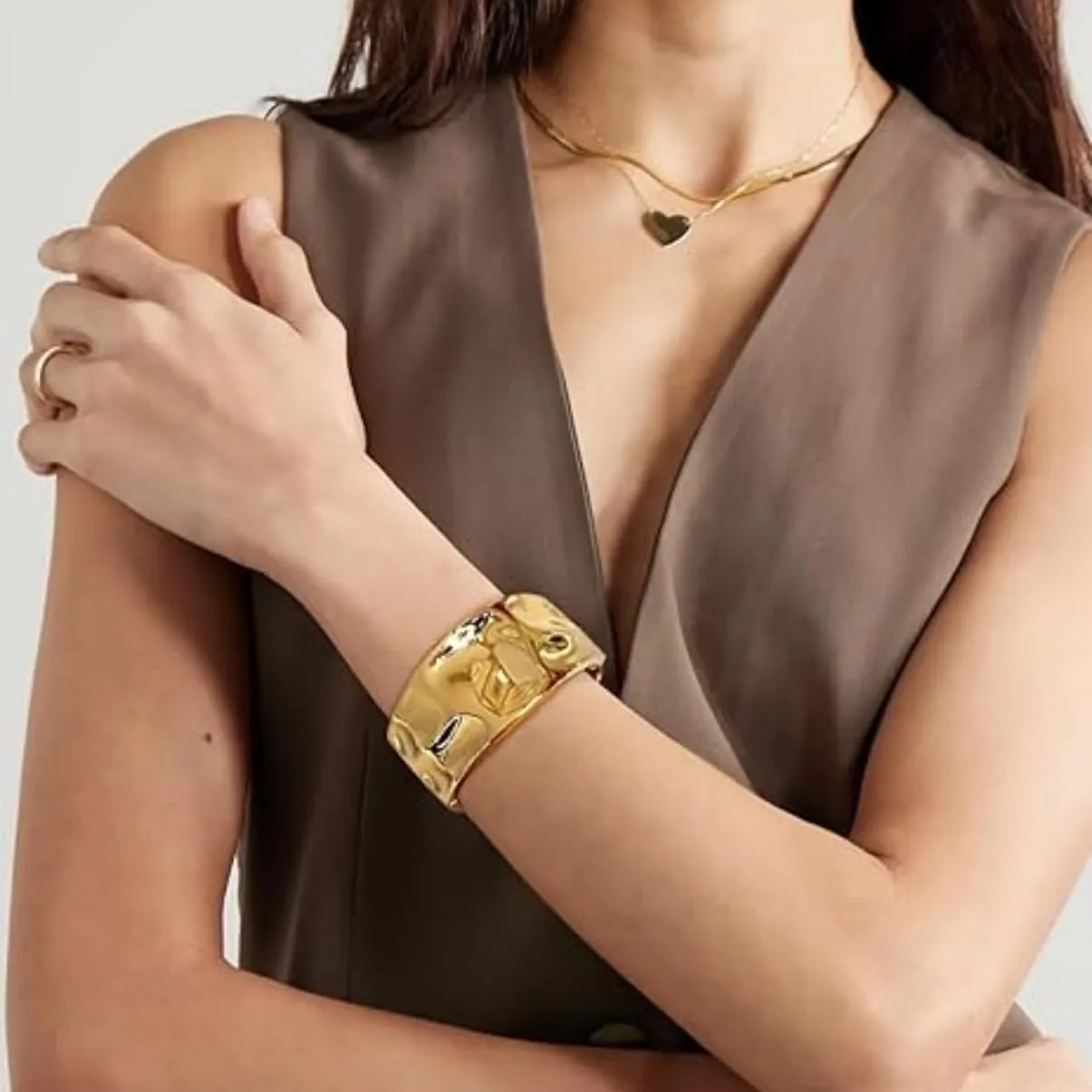Gold/Silver Cuff Bangle Bracelets For Women Chunky Waterdrop Twisted Hinged Bangle Bracelets Minimalist Arm Cuff Bracelet Jewelry Gifts