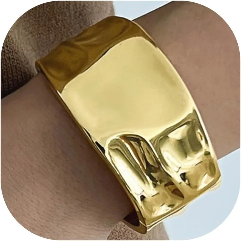 Gold/Silver Cuff Bangle Bracelets For Women Chunky Waterdrop Twisted Hinged Bangle Bracelets Minimalist Arm Cuff Bracelet Jewelry Gifts