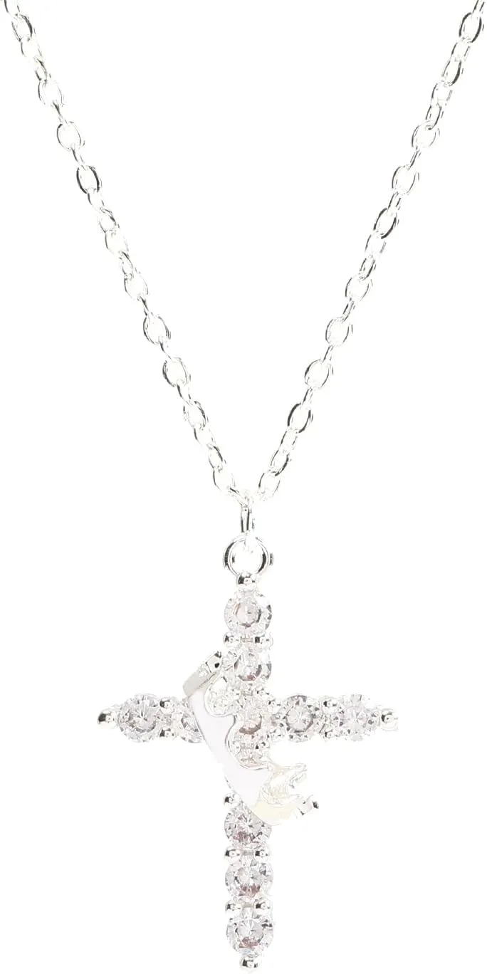 Gold/Silver/Rosegold Plated Cubic Zirconia Cross Necklace for Women,Cross Charm Necklace Waterproof Jewelry for Women
