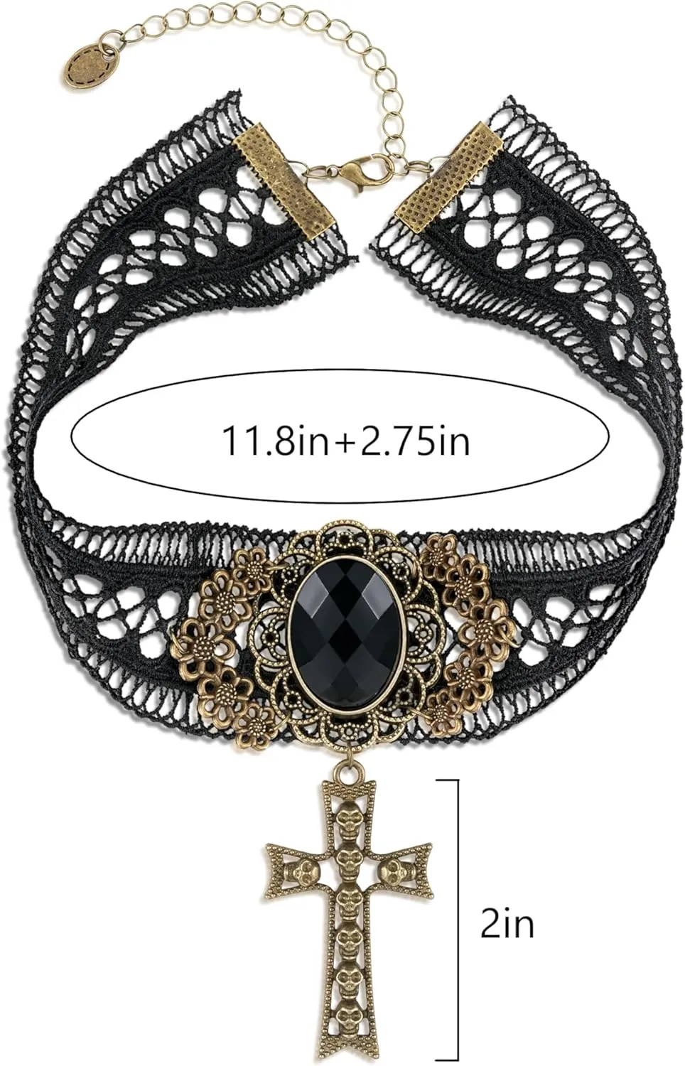 Gopbre Choker Necklaces for Women, Black Lace Velvet Leather Choker Necklace, Gothic Goth Punk Victorian Vintage Necklace, Heart Choker Necklaces