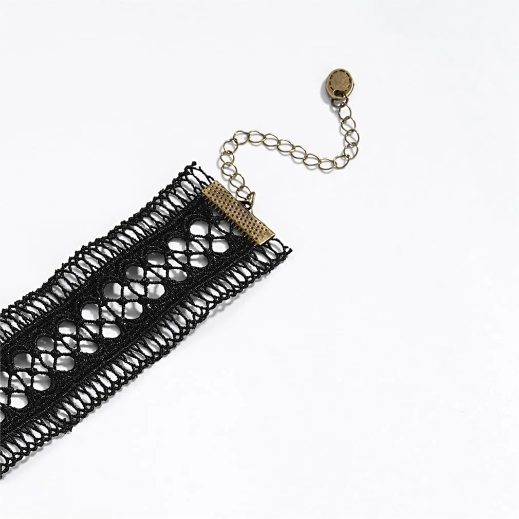 Gopbre Choker Necklaces for Women, Black Lace Velvet Leather Choker Necklace, Gothic Goth Punk Victorian Vintage Necklace, Heart Choker Necklaces