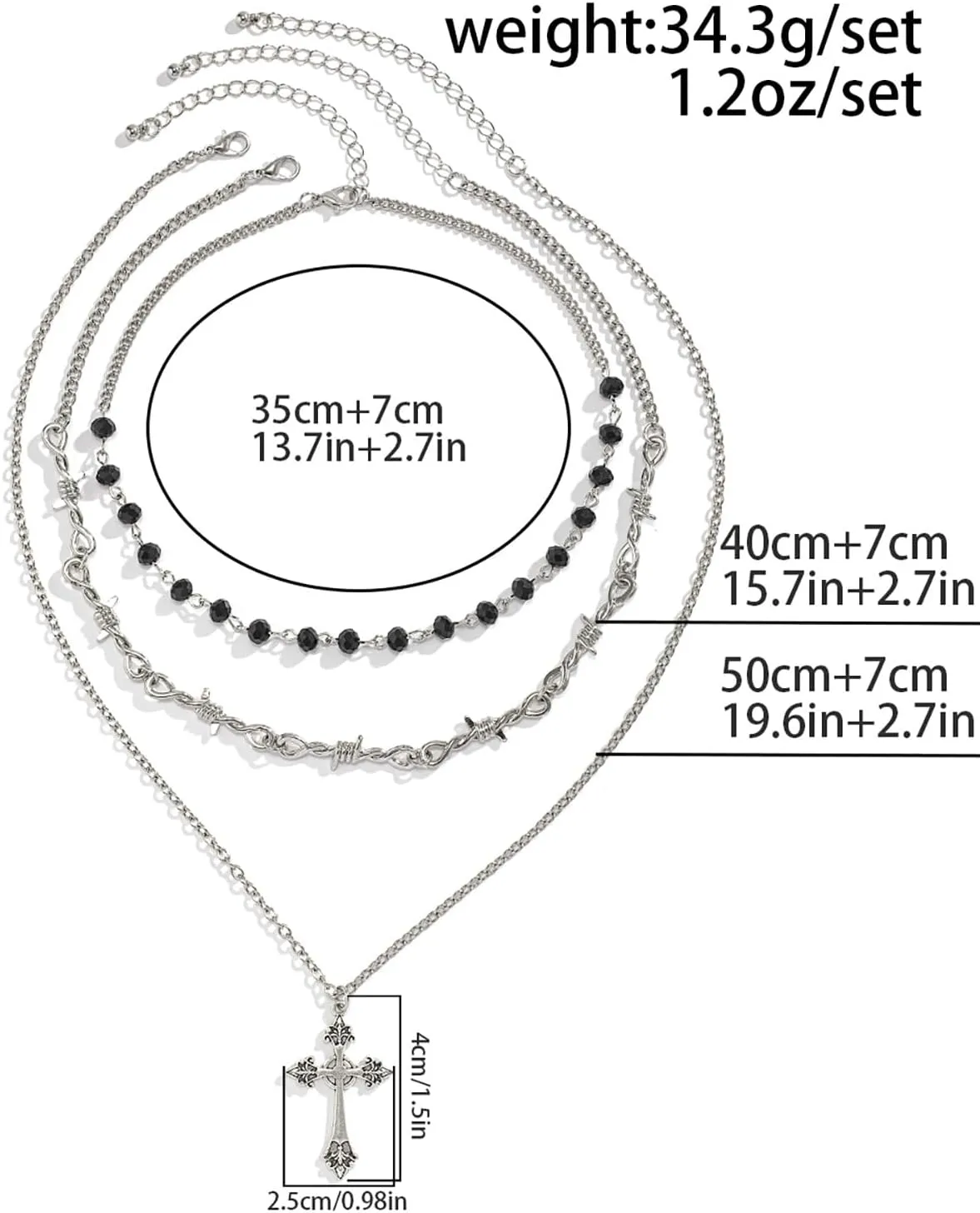 Gothic Witch Cross Necklace for Women Vintage Layered Cross Pendant Necklace Black Witch Bead Zircon Necklaces Halloween Witchs Costume Accessories