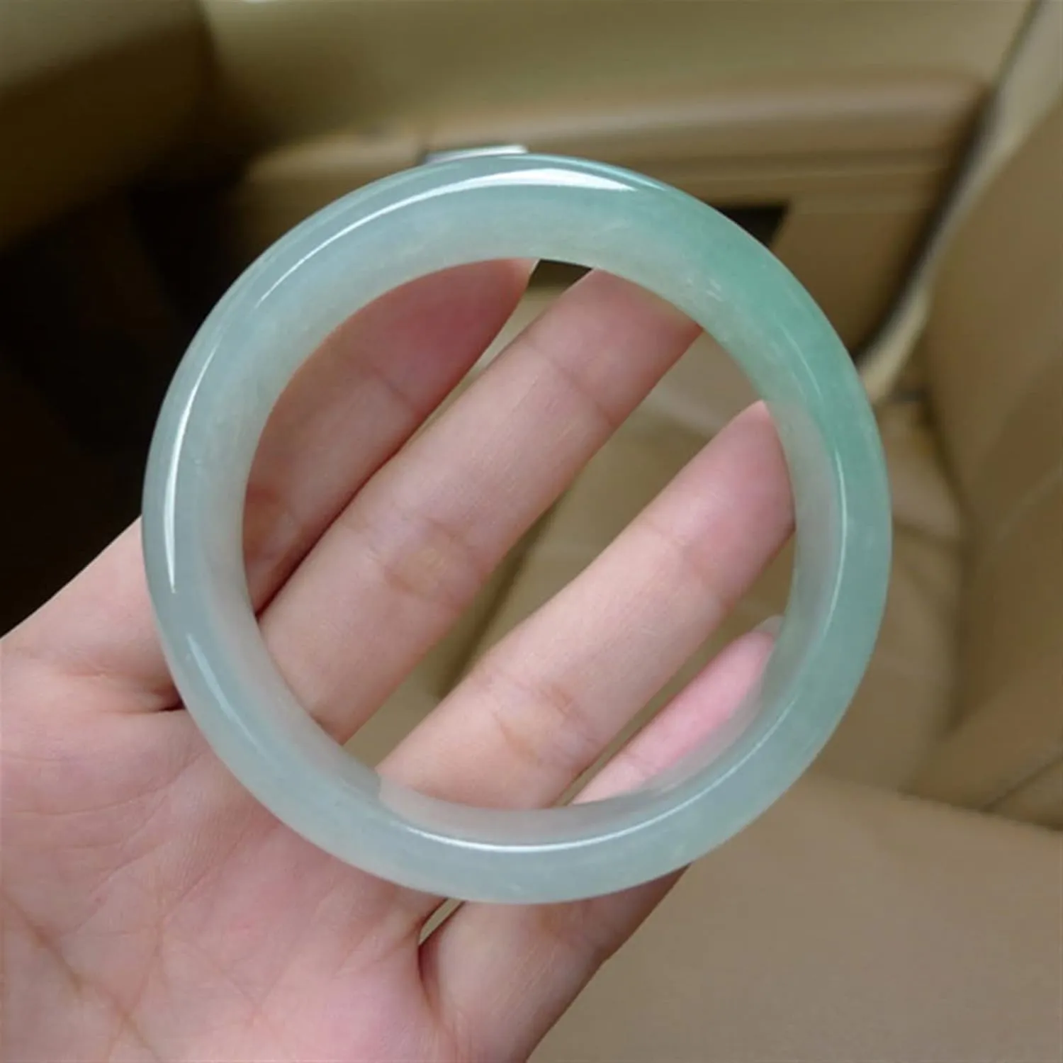 Green Jade Bangles Natural Handmade Bracelets Floating Flower Emerald Ladies Bracelet Jade Gift Bangles Lady PartyGift (Gem Color : 54-56MM)