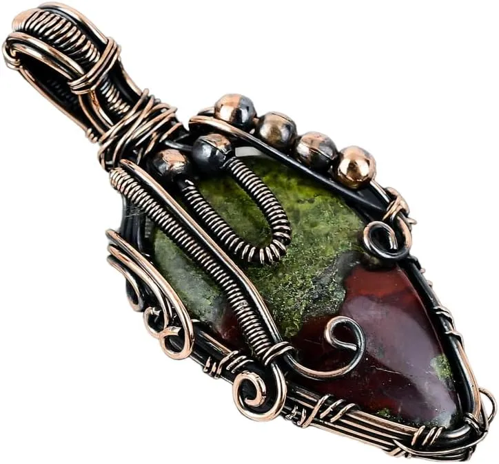 Handmade Stichtite Pendant - Elegant Copper Wire Wrapped Jewelry - Unique Gemstone Necklace for Women - 145