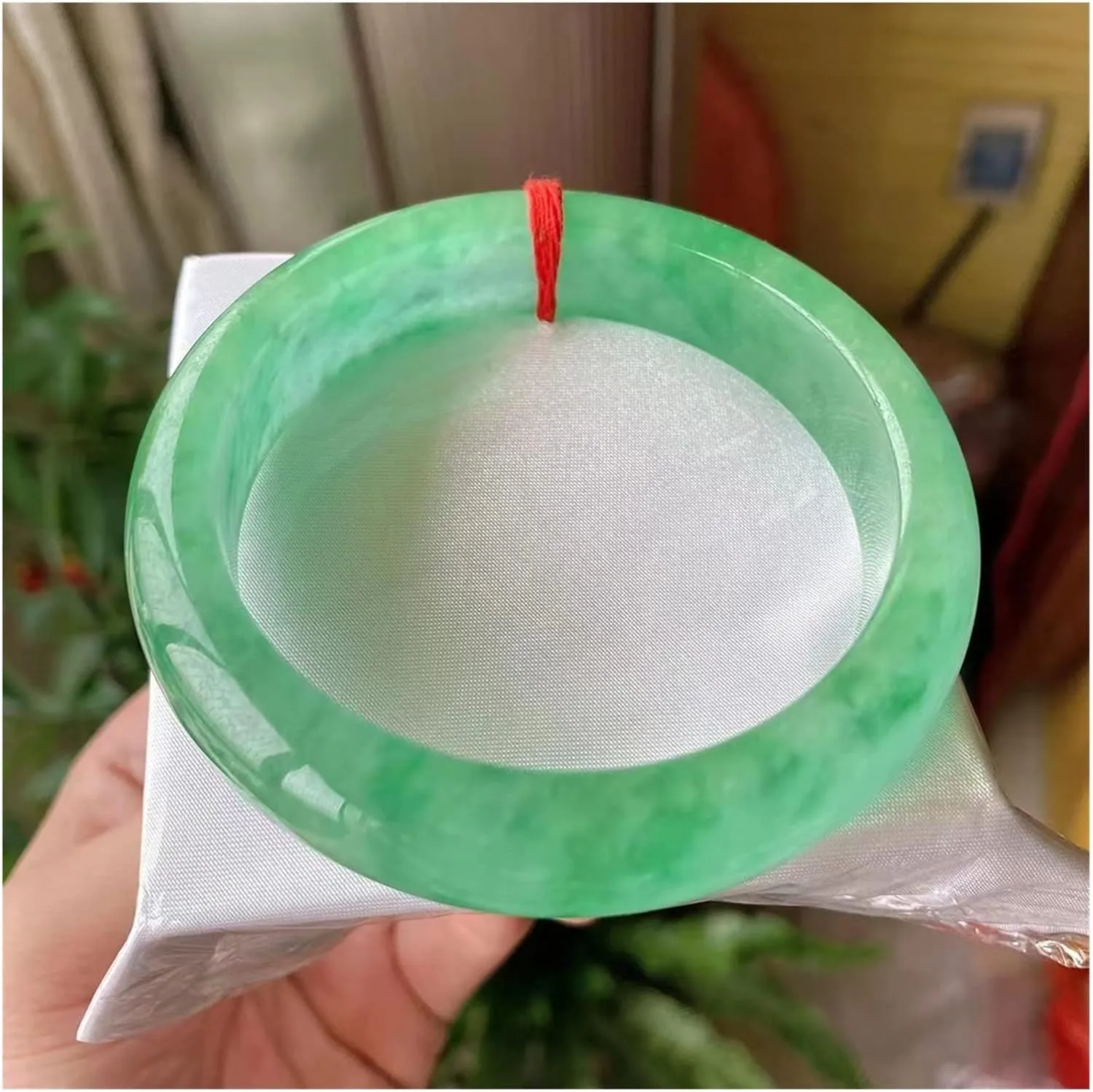 High Ice Floating Flower Jadeite Bangle Advanced Rare A Goods Natural Jade Bracelet Women /1759 (Color : A, Size : 57-58mm)