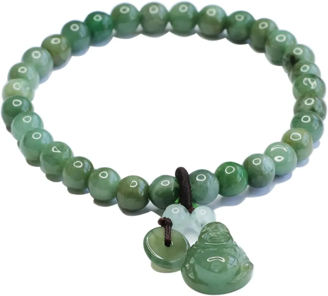 Jade bracelet for womenbeaded jade braceletVintage Natural Green Jade Beaded Stretch Bracelets for Women Men, Fashion Tassel Pendant Attract Prosperity Wealth Good Luck Friendship Charm Bracelets fo