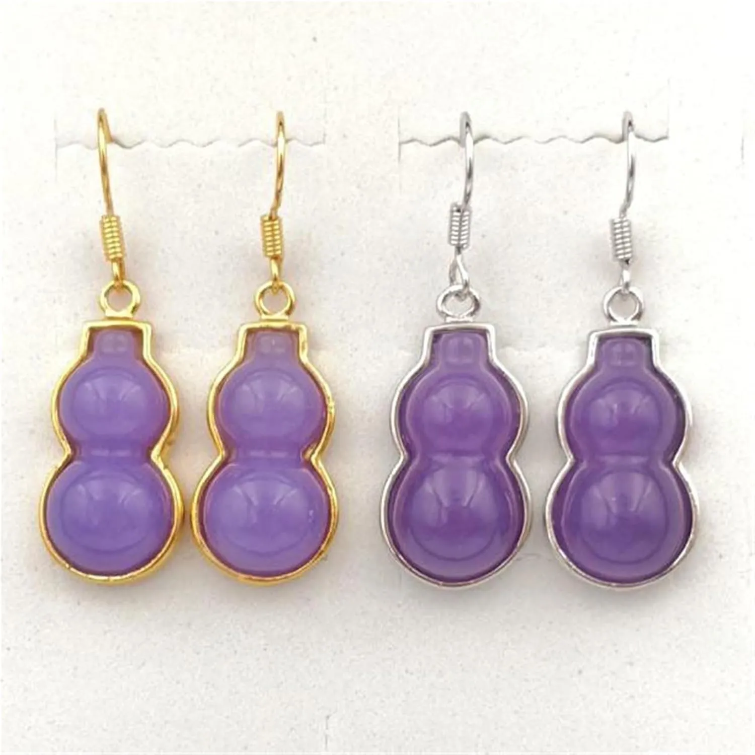 Jade Earrings for Women Dangle, Green Gourd Gold-Plated Handmade Dainty Earrings 