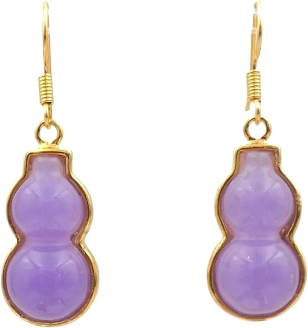 Jade Earrings for Women Dangle, Purple Gourd Gold-Plated Handmade Dainty Drop Earrings