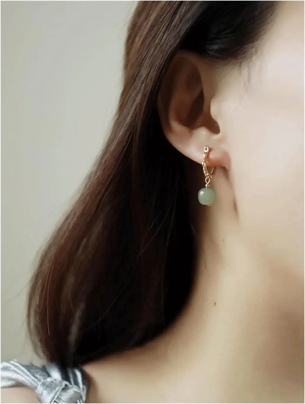 Jade Earrings for Women Green Hetian Jade Dangle Earrings Gold Gemstone drop earringd for Women Jewelry Gift on Mothers Day,wedding,Anniversary day.