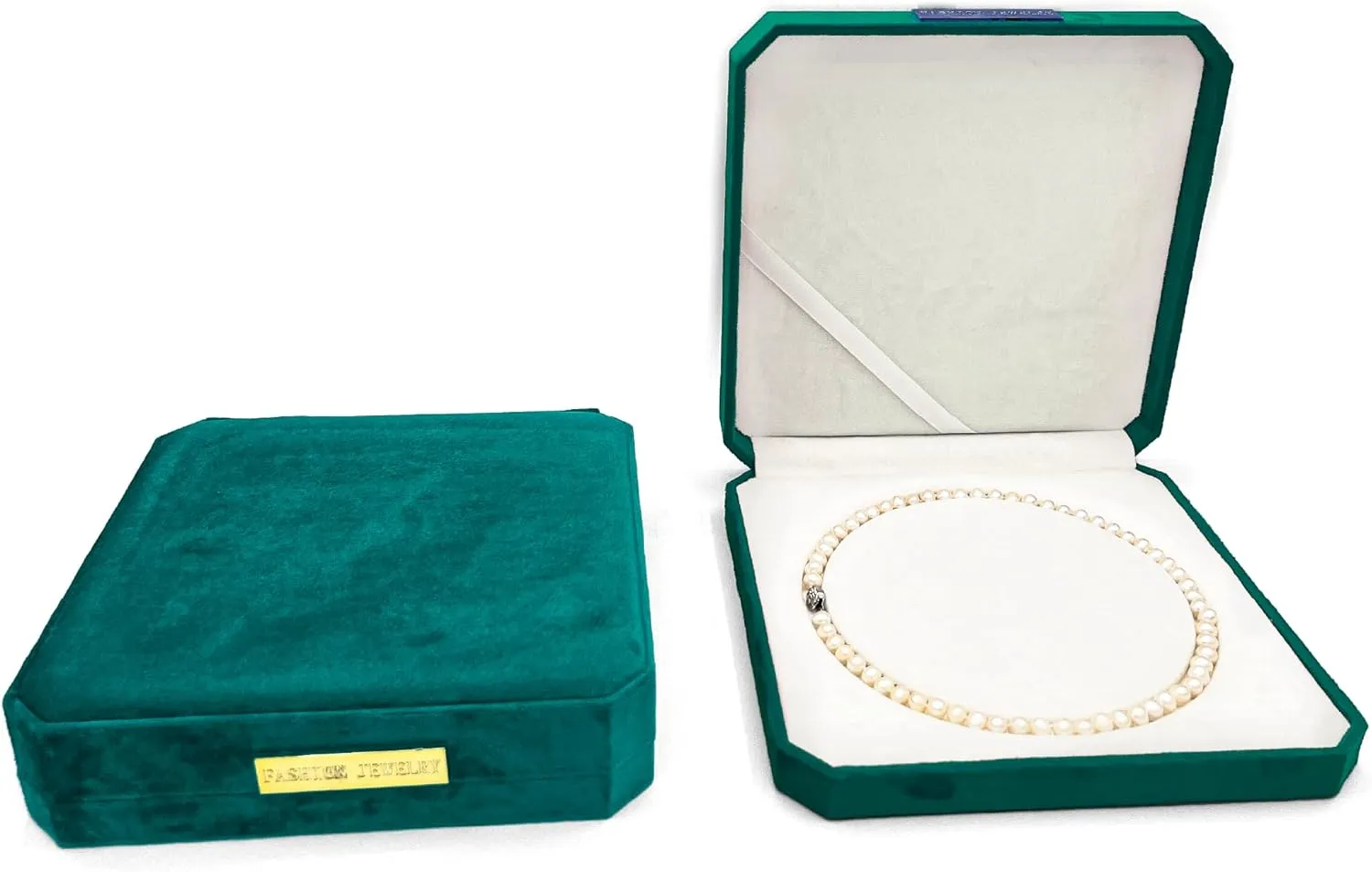 Jewelry Velvet Box Pearl Necklace Boxes for Jewelry Gift Boxes Display Case Wedding Jewelry Organizer Storage Holder Boxes (green)
