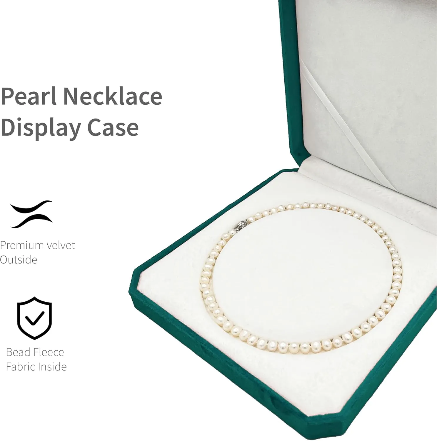 Jewelry Velvet Box Pearl Necklace Boxes for Jewelry Gift Boxes Display Case Wedding Jewelry Organizer Storage Holder Boxes (green)