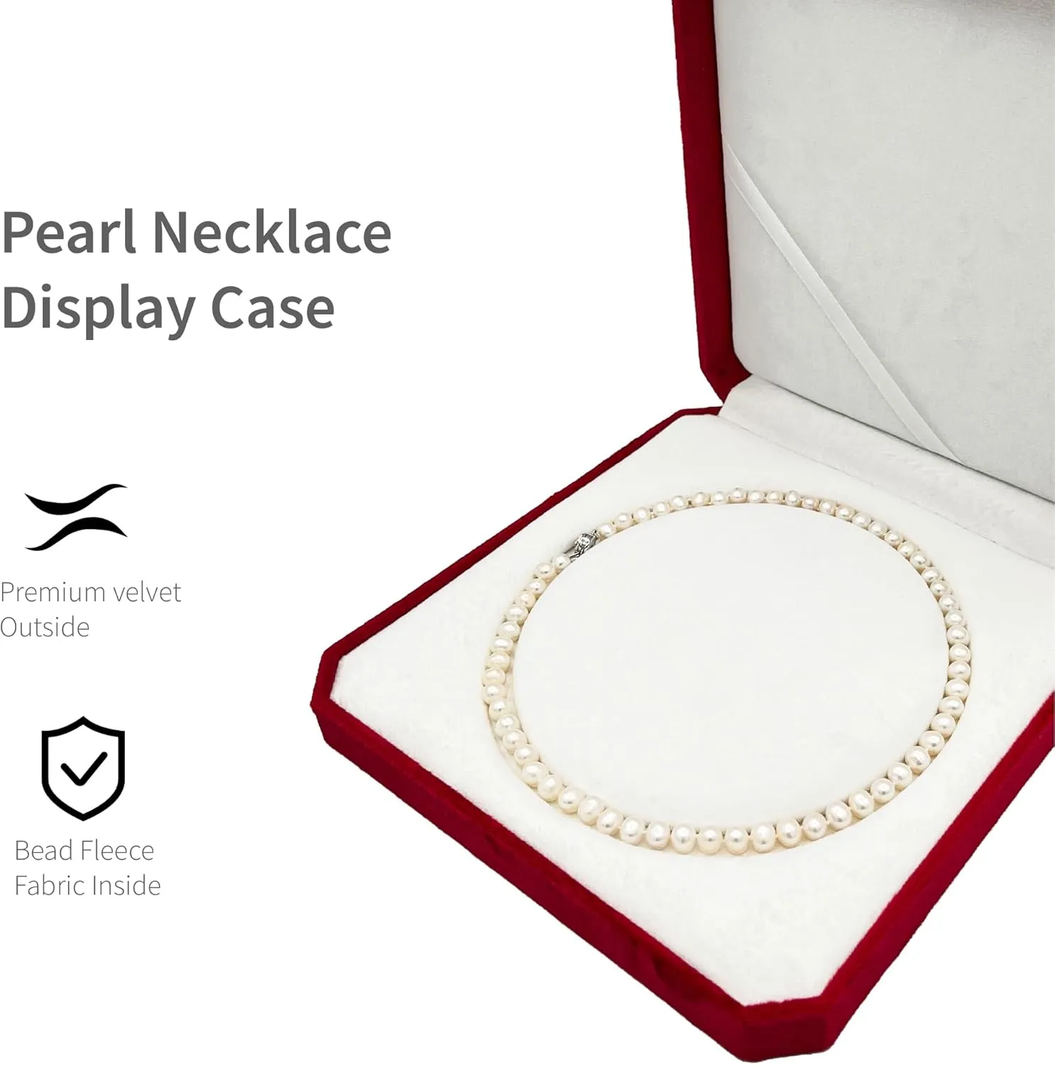 Jewelry Velvet Box Pearl Necklace Boxes for Jewelry Gift Boxes Display Case Wedding Jewelry Organizer Storage Holder Boxes (red)