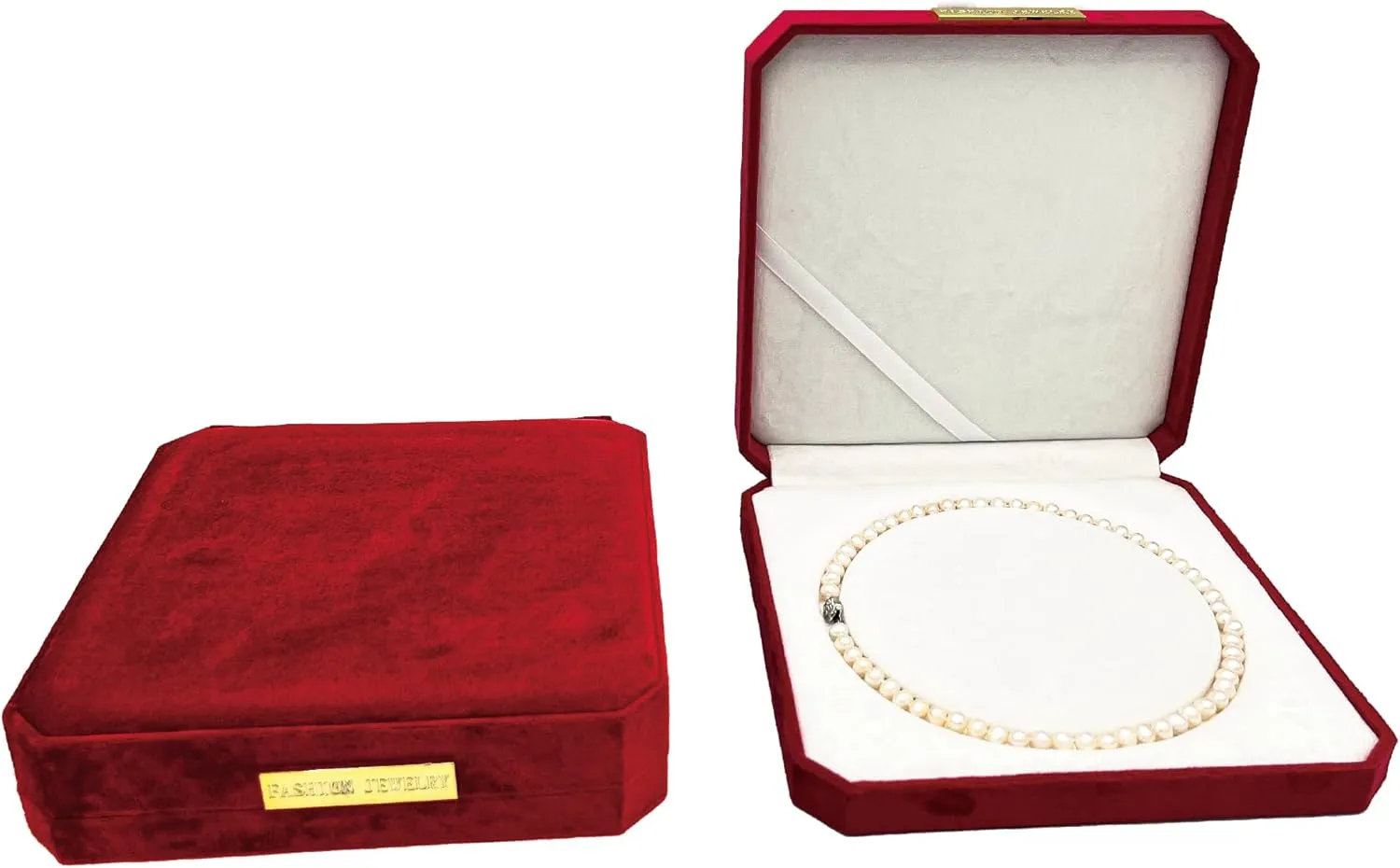 Jewelry Velvet Box Pearl Necklace Boxes for Jewelry Gift Boxes Display Case Wedding Jewelry Organizer Storage Holder Boxes (red)