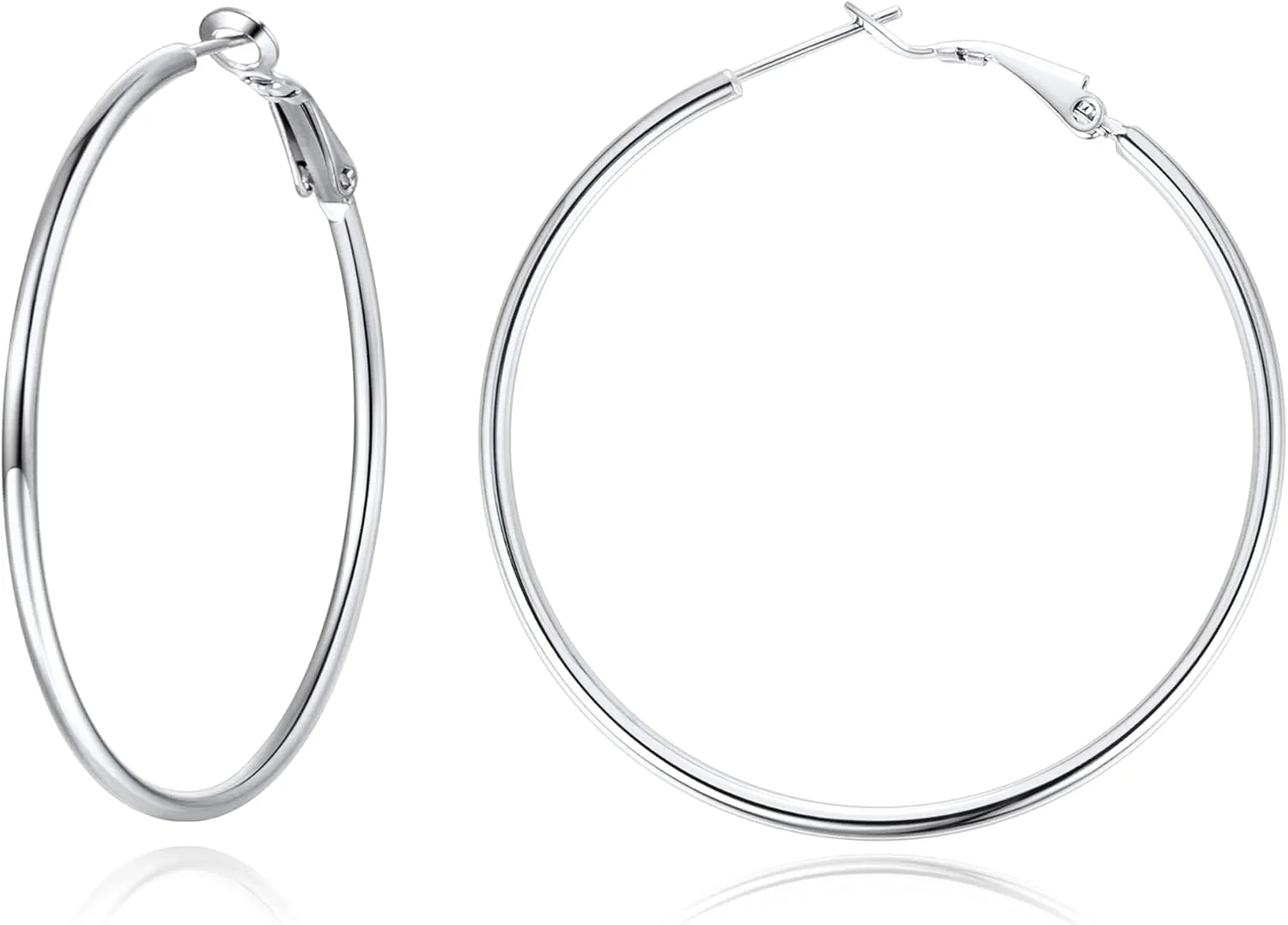 Jewlpire 14K Gold Plated 925 Sterling Sliver Post Hoop Earrings, 2MM Thick Hoop earrings Lightweight Large Gold Hoop Earrings for Women Trendy 20/30/40/50/60/70mm