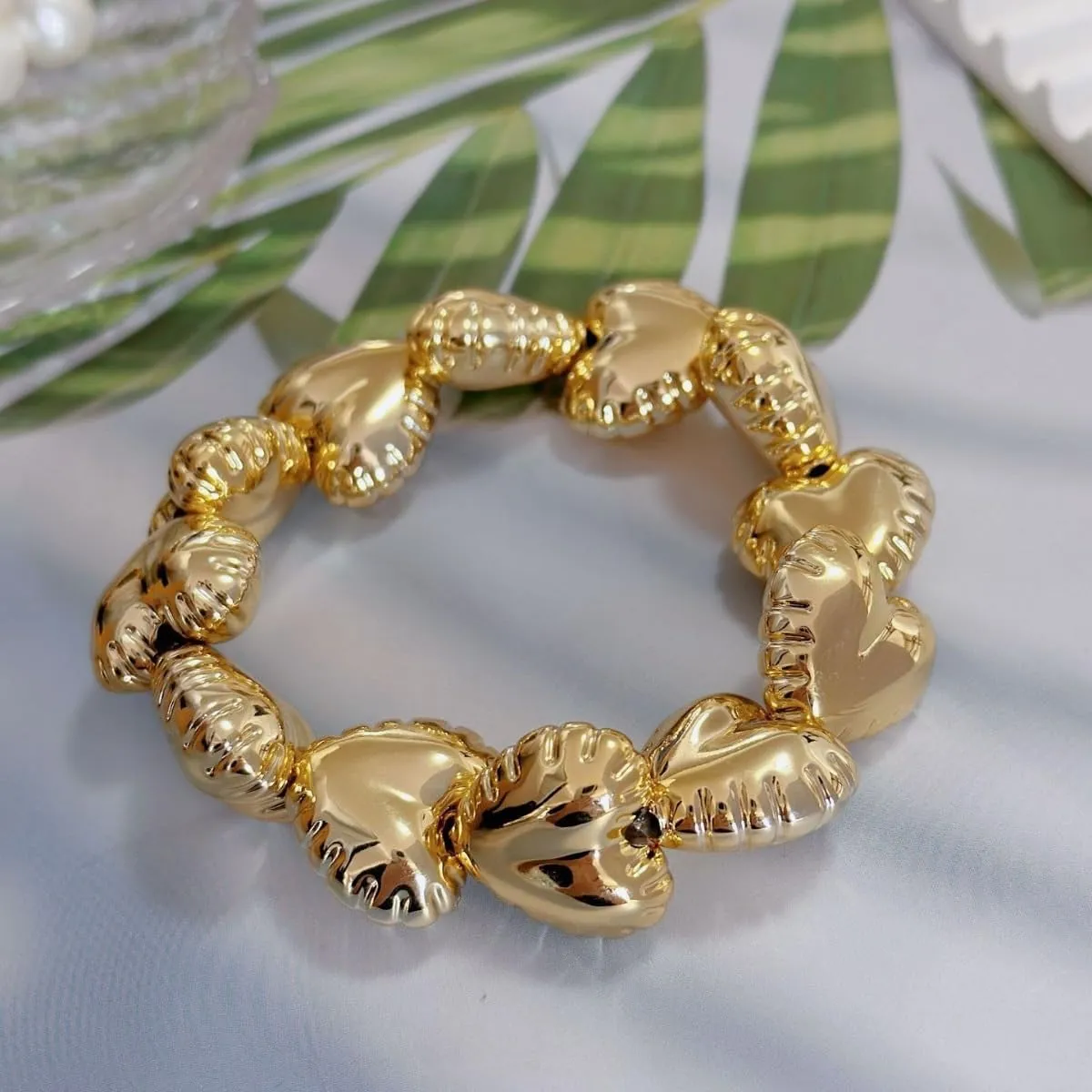 JNF Chunky Gold Plated Teardrop Bangle Bracelets for Women Thick Golden Waterdrop Wrist Bangle Cuff Wrap Bracelet Chunky Jewelry for Women