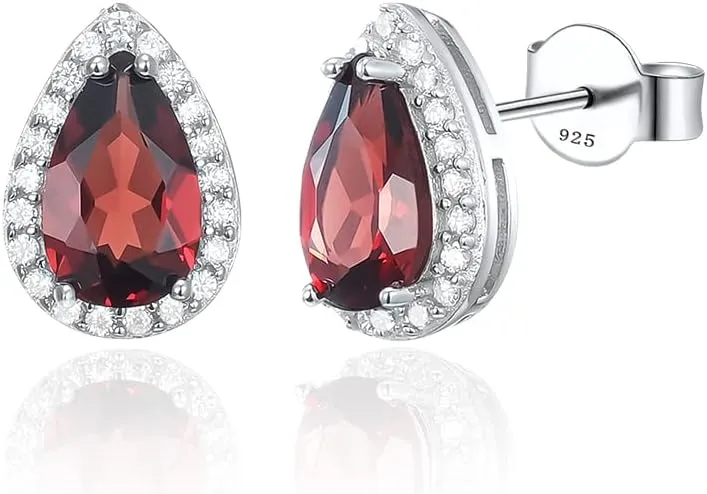 Jupiter Natural Gemstone Silver Earrings - 925 Sterling Silver Genuine Gemstone Women Stud Earrings, Natural Birthstone Cubic Zirconia Stud Earrings Jewelry Gifts for Valentine's Day, Mother's Day, Birthday Jewelry Gifts