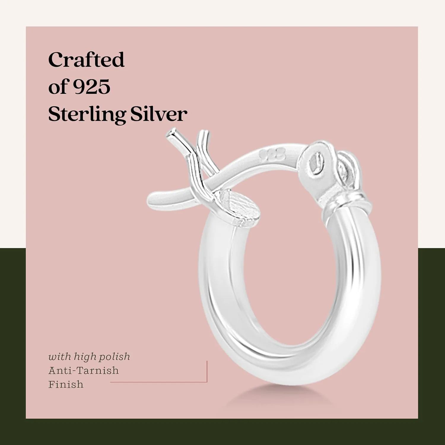 KEZEF 925 Silver Hoop Earrings for Women - Small & Large Sterling Silver Hoop Earrings for Men - Hypoallergenic Silver Earrings Available in 10mm-50mm