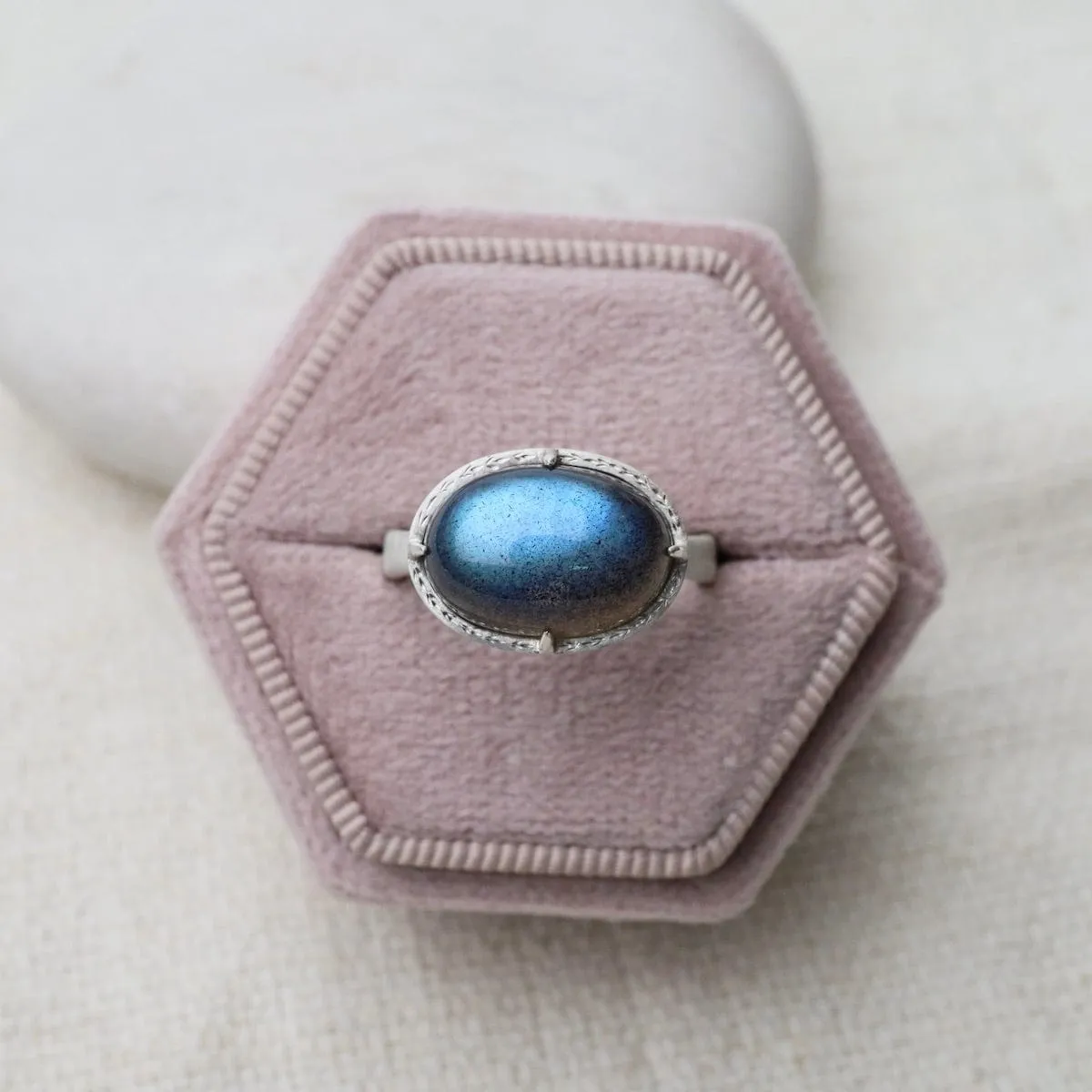 Labradorite Horizontal Prong Ring