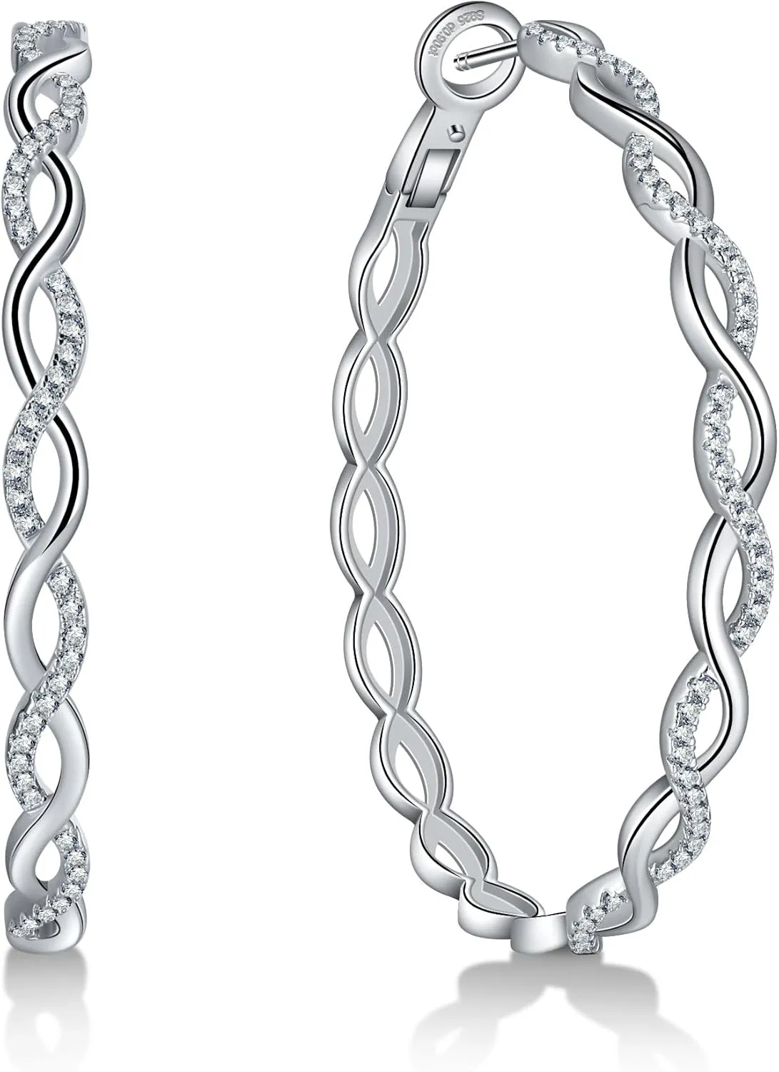 Ladylike Moissanite Hoop Earrings for Women 925 Sterling Silver with 18K Gold Plated Twisted Large Thick Round Huggie Loops Hypoallergenic and Lightweight Earrings 30-50MM