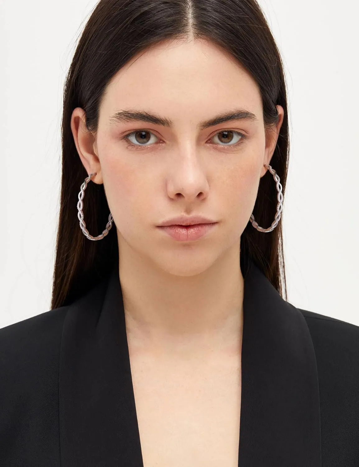 Ladylike Moissanite Hoop Earrings for Women 925 Sterling Silver with 18K Gold Plated Twisted Large Thick Round Huggie Loops Hypoallergenic and Lightweight Earrings 30-50MM
