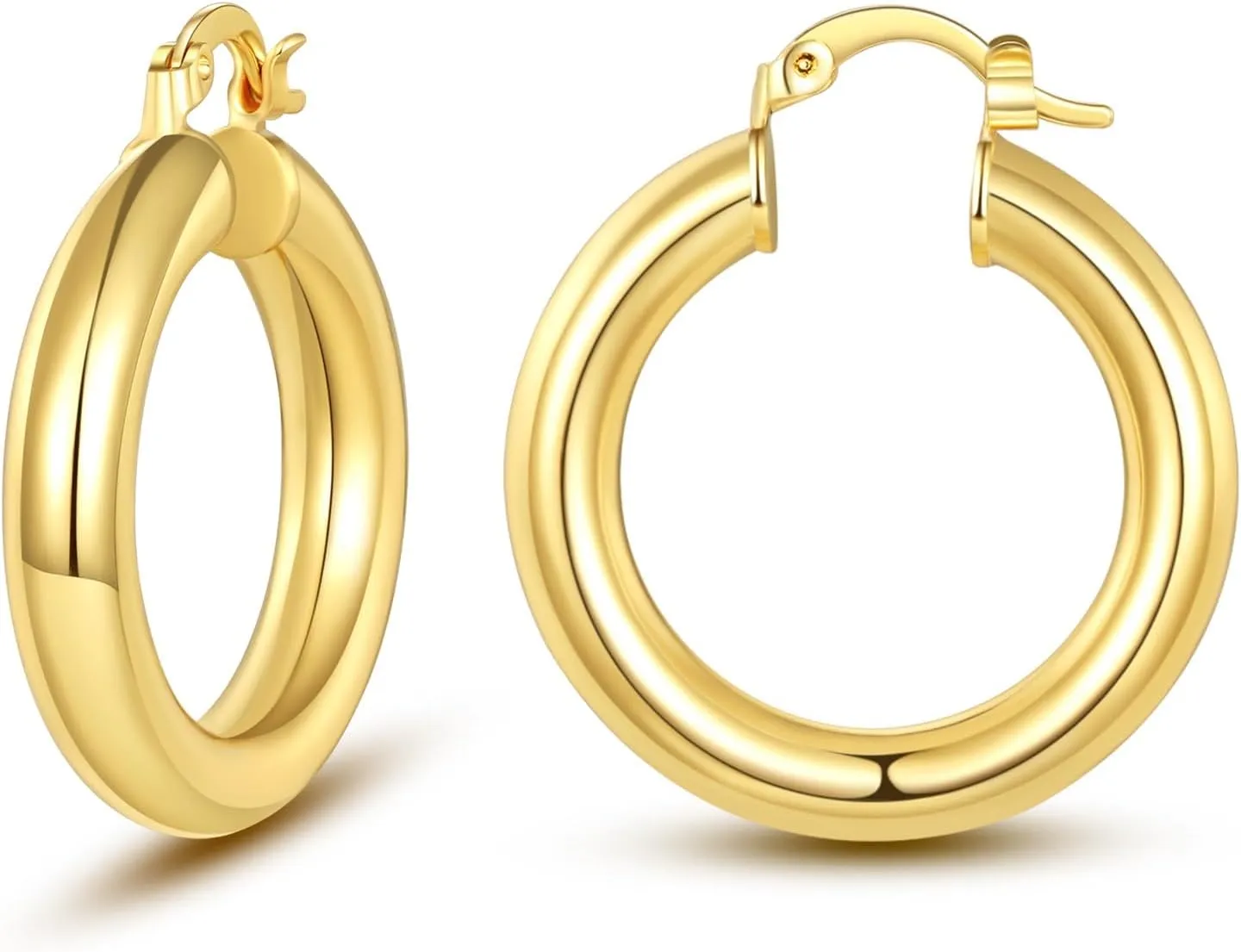 LANG XUAN 18K Gold Plated Hoop Earrings for women Trendy Twisted Huggie Hoops Earrings Lightweight Large Chunky Earrings 925 Sterling Silver Boho Jewelry for Teen Gift
