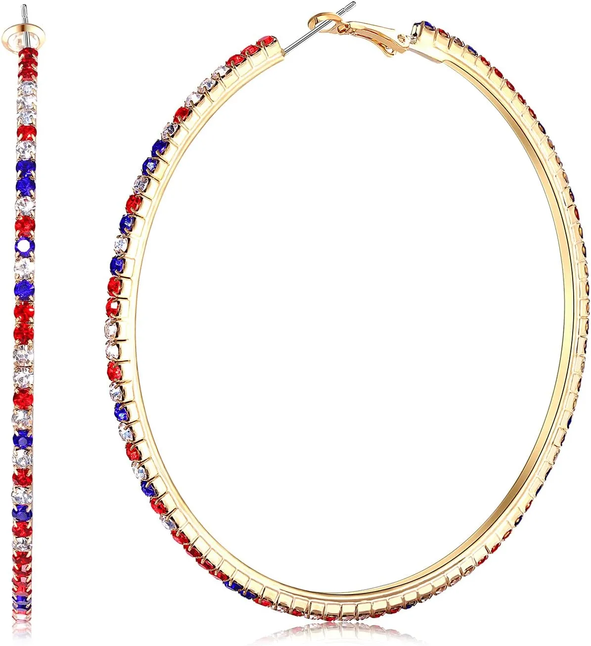 Large Hoop Earrings for Women Rhinestone Crystal Big Circle Hoops Stud Earrings Bridal Wedding Jewelry