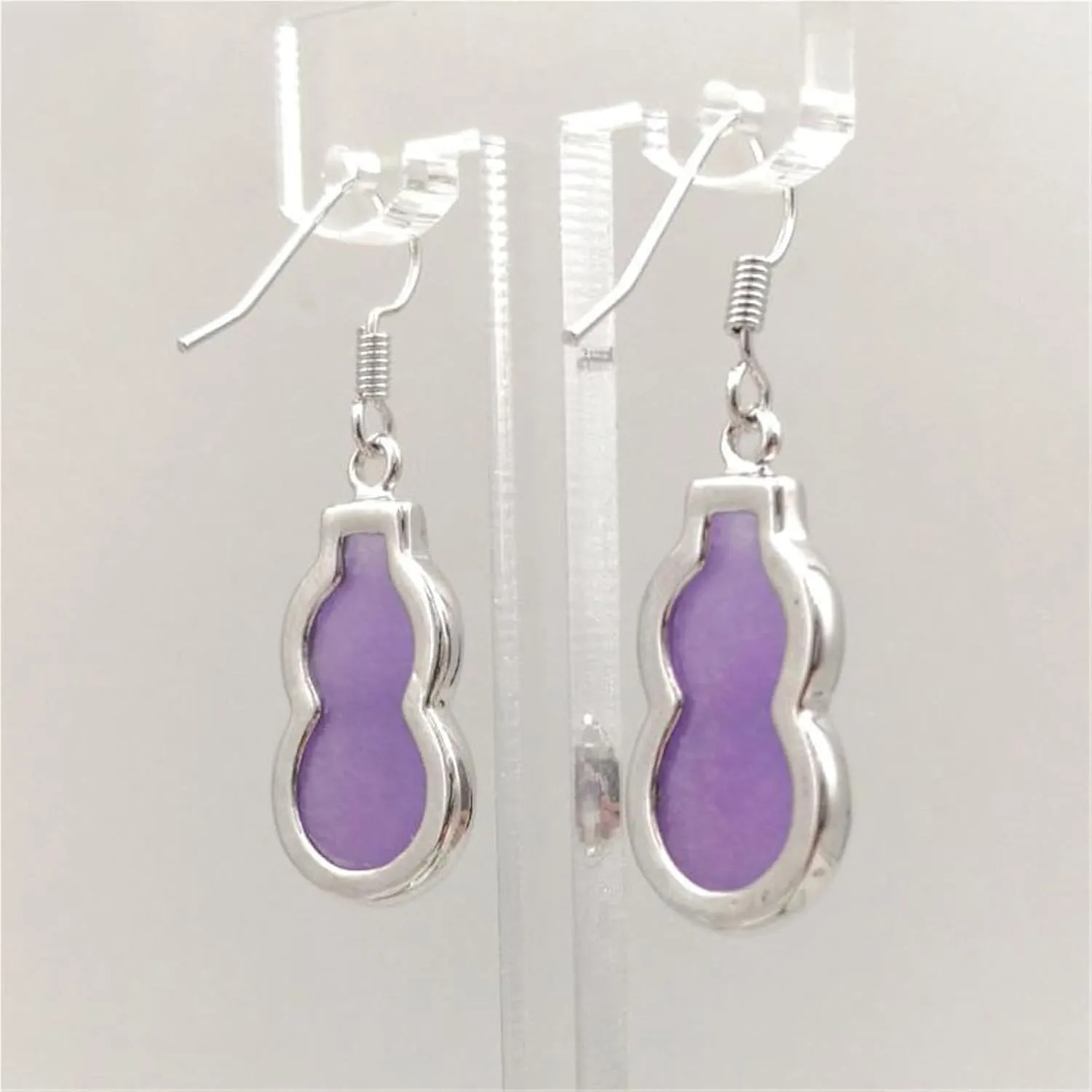 Lavender Jade Earrings for Women Dangle, Purple Gourd Gold-Plated Handmade Dainty Earrings 