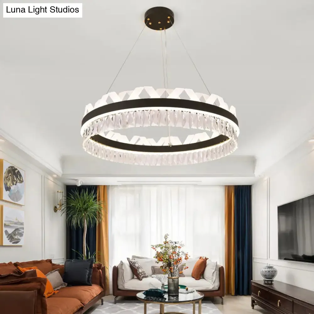 LED Circle Living Room Chandelier Pendant Light Fixture in Gold/Black