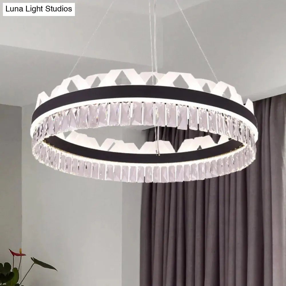 LED Circle Living Room Chandelier Pendant Light Fixture in Gold/Black