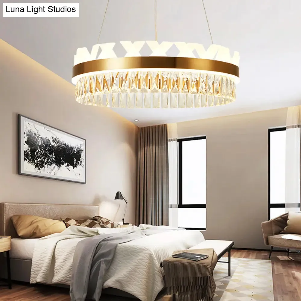 LED Circle Living Room Chandelier Pendant Light Fixture in Gold/Black