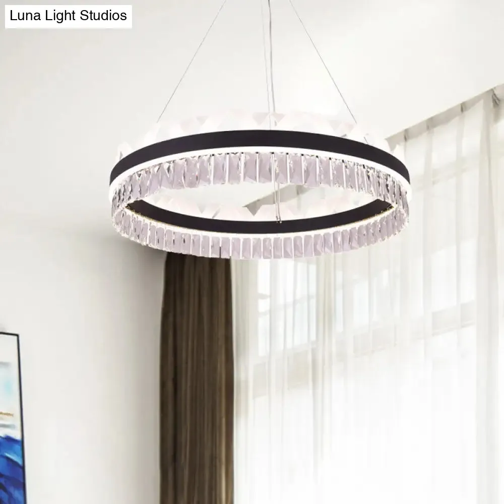 LED Circle Living Room Chandelier Pendant Light Fixture in Gold/Black
