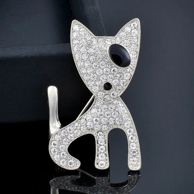lovely cute crystal dog animal brooches women pin party wedding accessories
