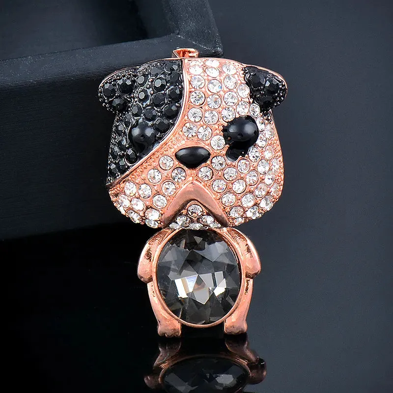 lovely cute crystal dog animal brooches women pin party wedding accessories