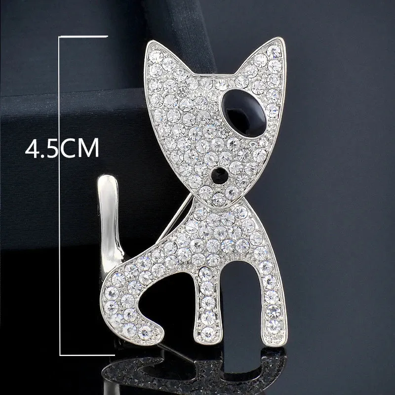 lovely cute crystal dog animal brooches women pin party wedding accessories