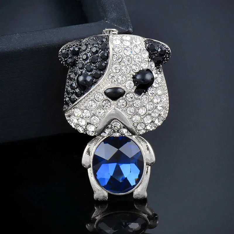 lovely cute crystal dog animal brooches women pin party wedding accessories