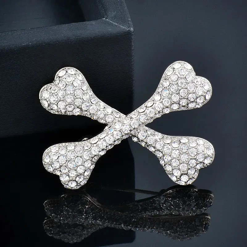 lovely cute crystal dog animal brooches women pin party wedding accessories