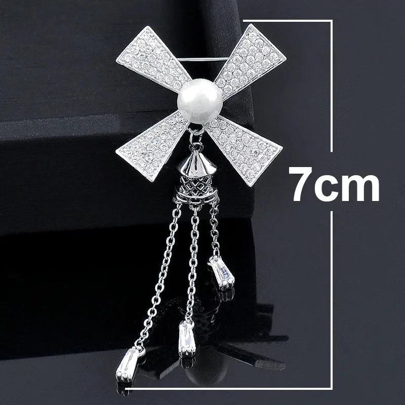 Luxurious Bowknot Owl Sailboat Crown Leaves Pearl Women's brooch