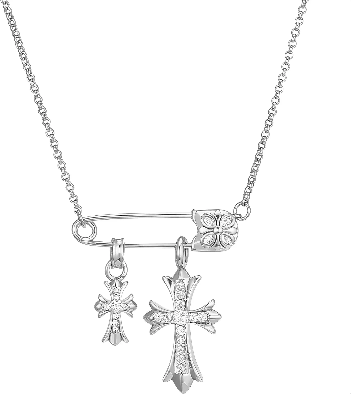 Luxury Designer Cross Necklace For Women 18K Gold Plated With Two Different Sizes Sparkling Zirconia Cross Pendant Necklaces Women's Jewelry