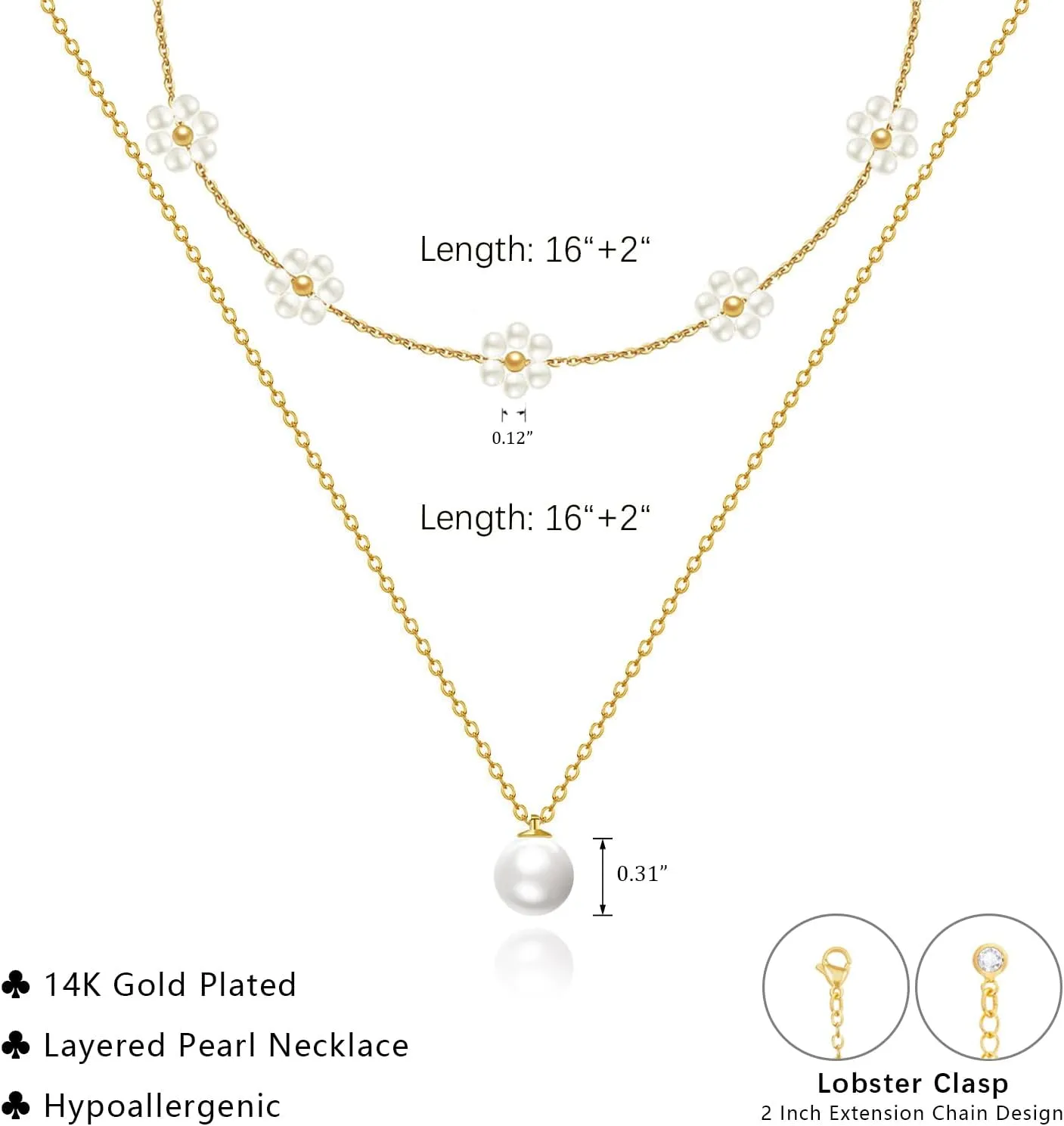 Luxval Pearl Necklaces Choker for Women,Cream White Pearl Jewelry, 14K Gold Plated Handmade Dainty Toggle Clasp Necklace for Women Jewelry Gifts