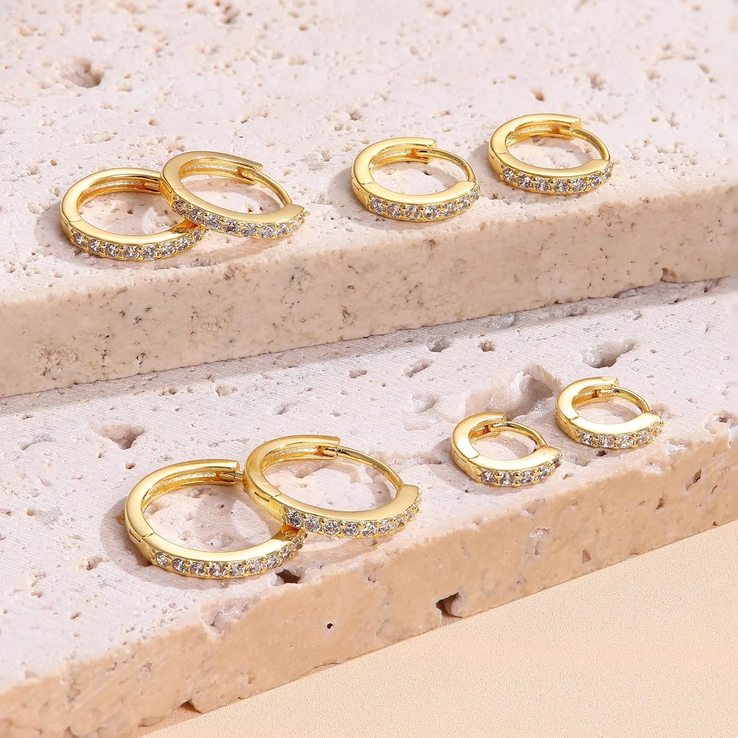 MILACOLATO 3 Pairs 925 Sterling Silver Earrings for Women, Dainty 14K Gold Plated Huggie Hoop Earrings Sets for Multiple Piercing, Hypoallergenic Cartilage Stud Hoop Earrings Stacks Trendy Jewelry Gifts for Women Mother