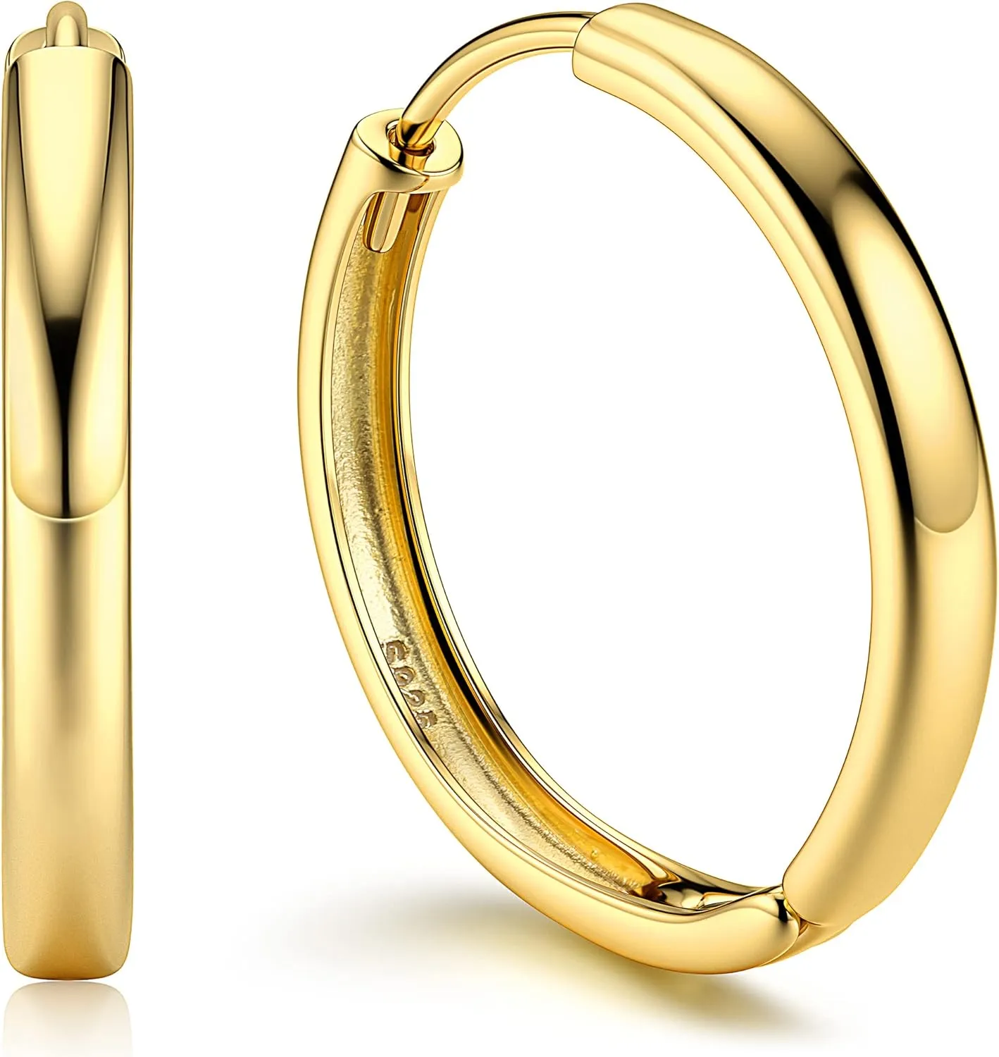 Milacolato Gold Hoop Earrings for Women Small Huggie Hoop Earrings | 14K Gold Plated Sterling Silver Hoop Earrings | Cartilage Hoop Earrings | 12/18/25mm
