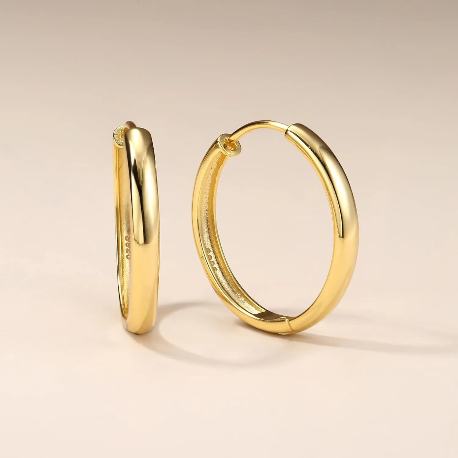 Milacolato Gold Hoop Earrings for Women Small Huggie Hoop Earrings | 14K Gold Plated Sterling Silver Hoop Earrings | Cartilage Hoop Earrings | 12/18/25mm