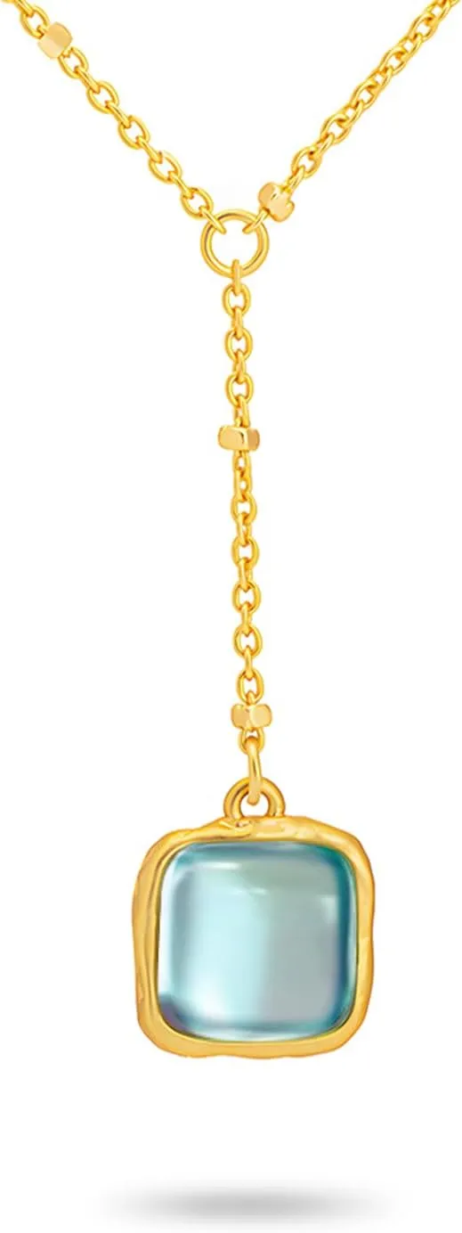 Montana West Wrangler Gold Gemstone Pendant Necklace for Women Statement 14K Plated Dainty Charm Minimalist Chains Jewelry