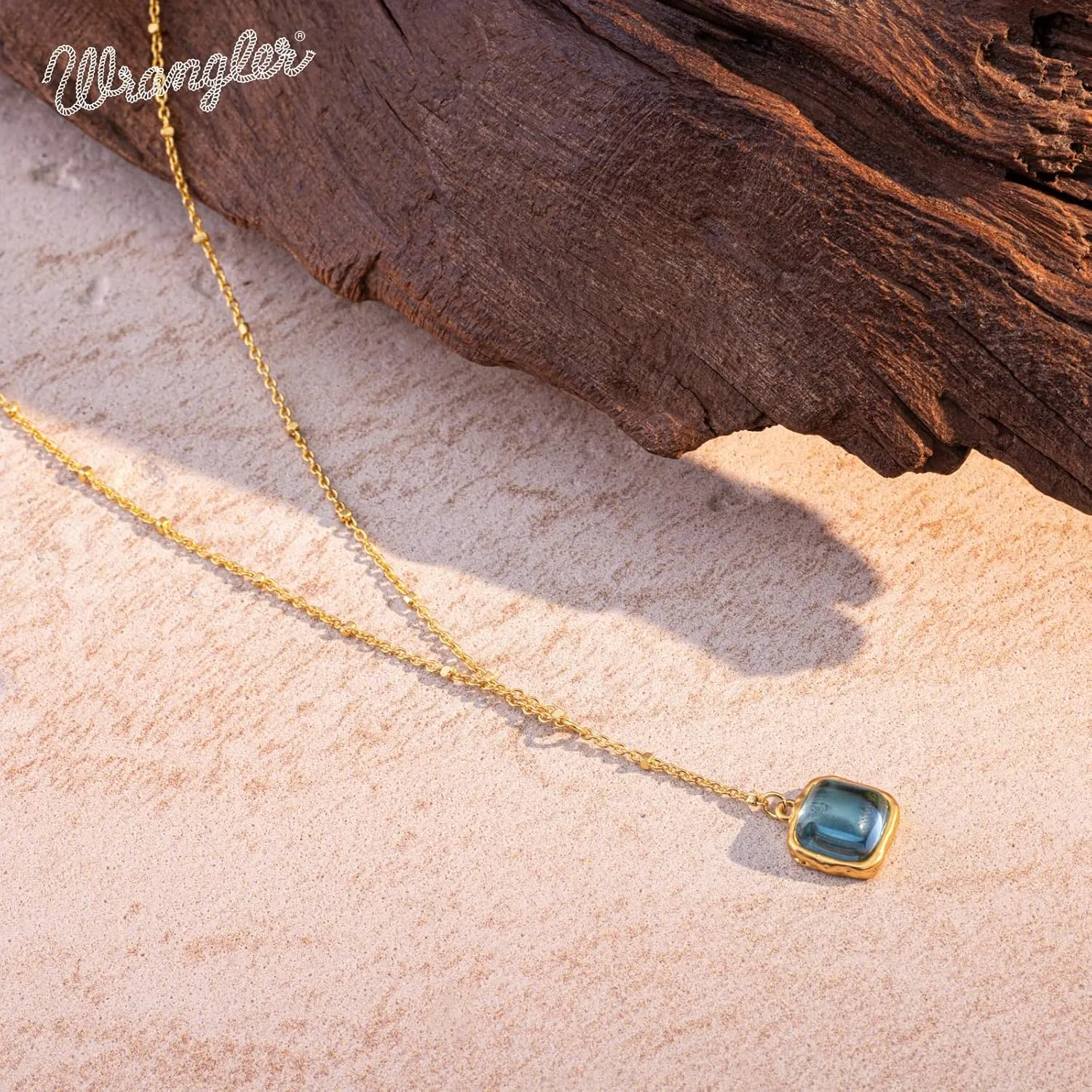 Montana West Wrangler Gold Gemstone Pendant Necklace for Women Statement 14K Plated Dainty Charm Minimalist Chains Jewelry