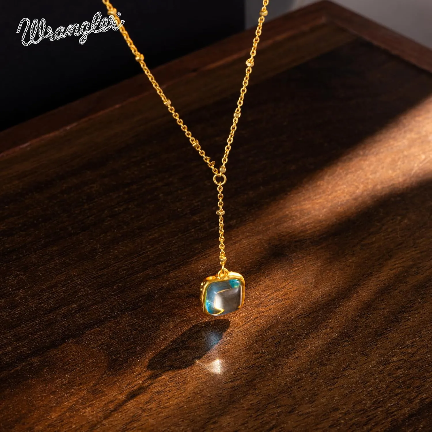 Montana West Wrangler Gold Gemstone Pendant Necklace for Women Statement 14K Plated Dainty Charm Minimalist Chains Jewelry