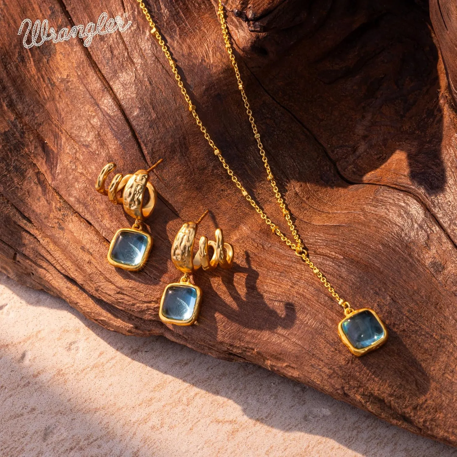 Montana West Wrangler Gold Gemstone Pendant Necklace for Women Statement 14K Plated Dainty Charm Minimalist Chains Jewelry