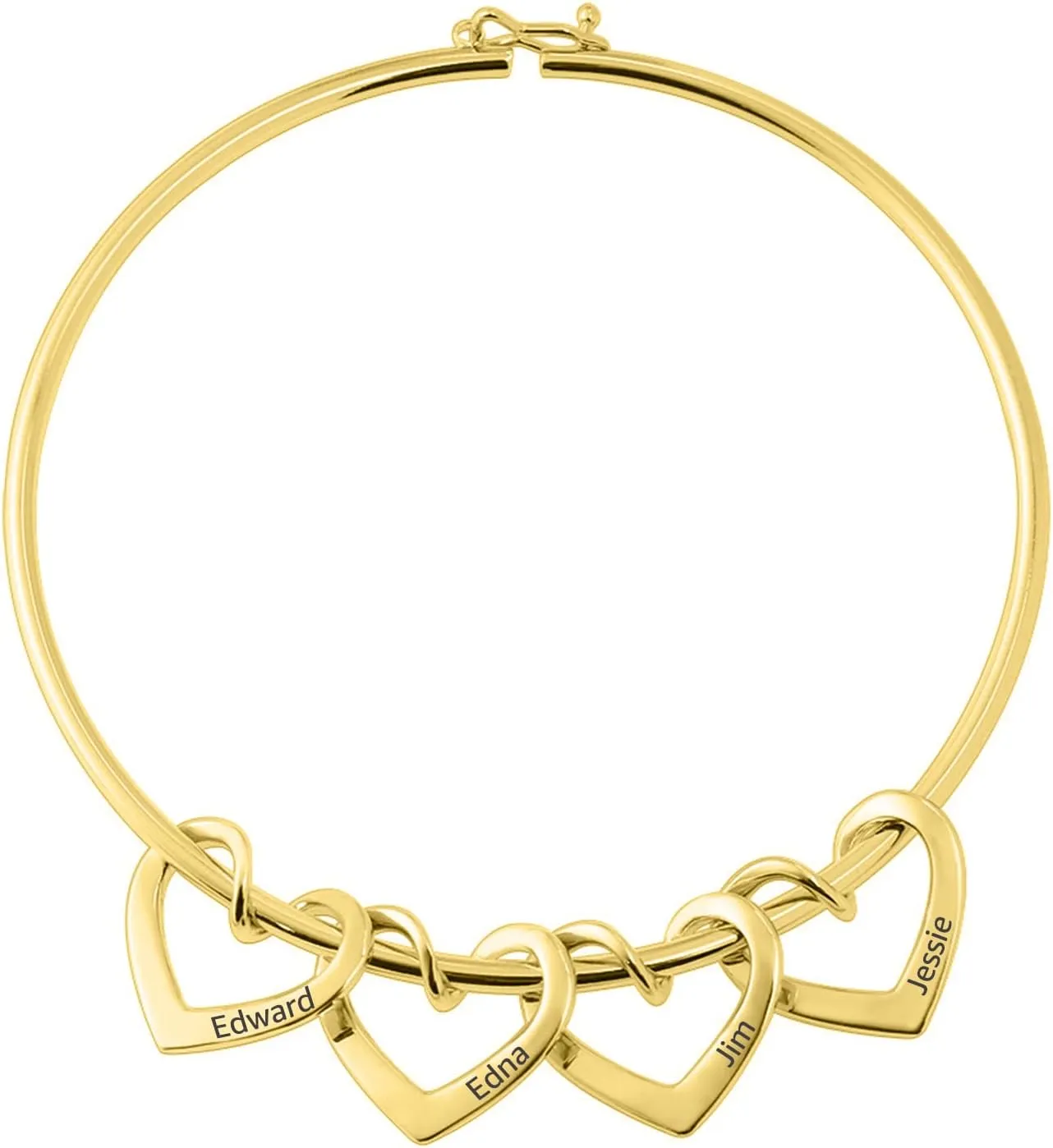 MOTICIUS Personalized Heart Bracelets for Women with Kids Name Engraved Bracelets for Women Gold Plated Custom Bracelet for Women Custom name Bracelets for Women Customized Bracelets for Mothers Day Birthday Valentines Day