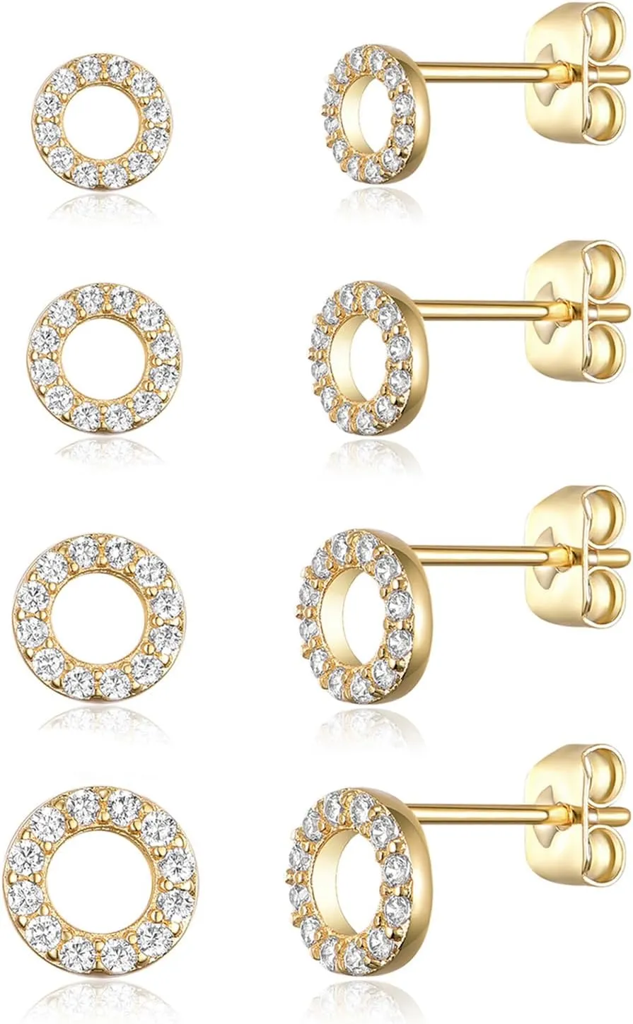 Mouse Earrings Set 18K Gold/White/Rose Gold Plated Hypoallergenic Stud Earrings for Women Sensitive Ears