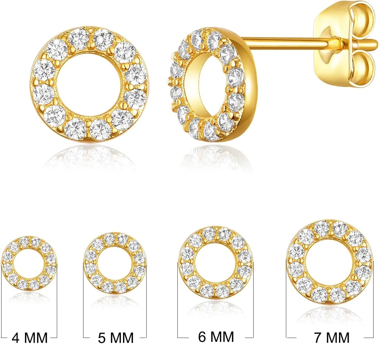 Mouse Earrings Set 18K Gold/White/Rose Gold Plated Hypoallergenic Stud Earrings for Women Sensitive Ears